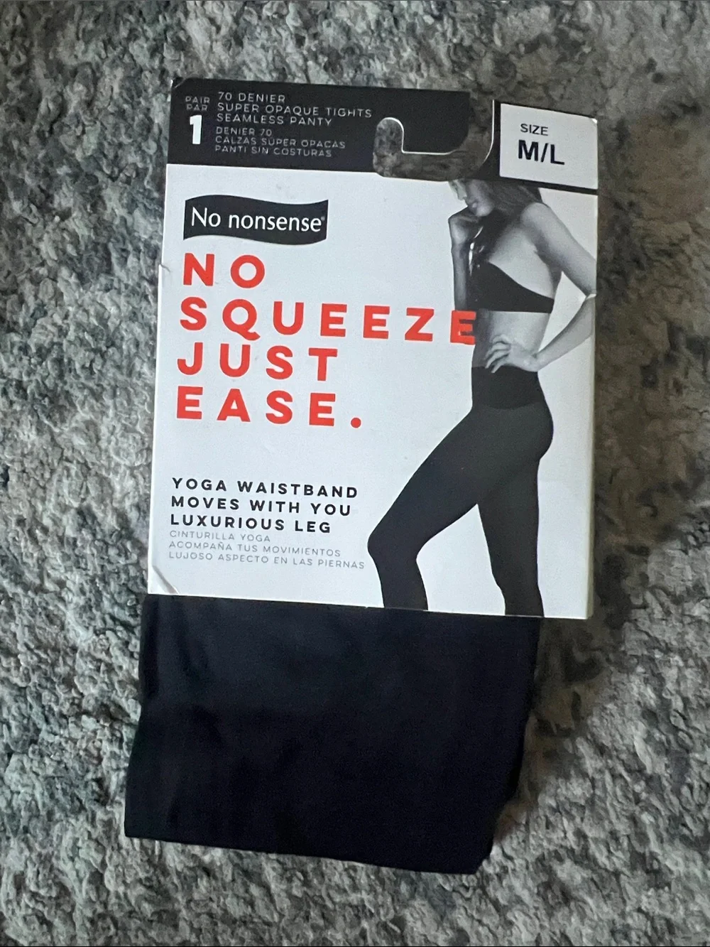 No Nonsense Women's Black Yoga Waistband Tights - M/L